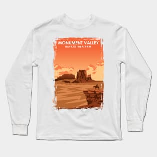 Monument Valley Vintage Minimal Retro Travel Poster Long Sleeve T-Shirt